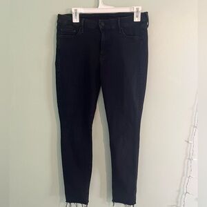MOTHER Black Frayed Hem Jeans